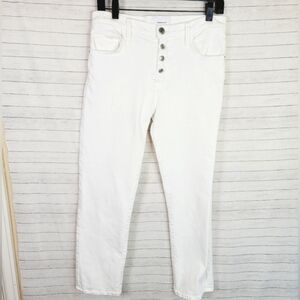 CURRENT ELLIOTT THE ORIGINAL STRAIGHT BUTTON FLY JEANS IN SUGAR, SZ 27